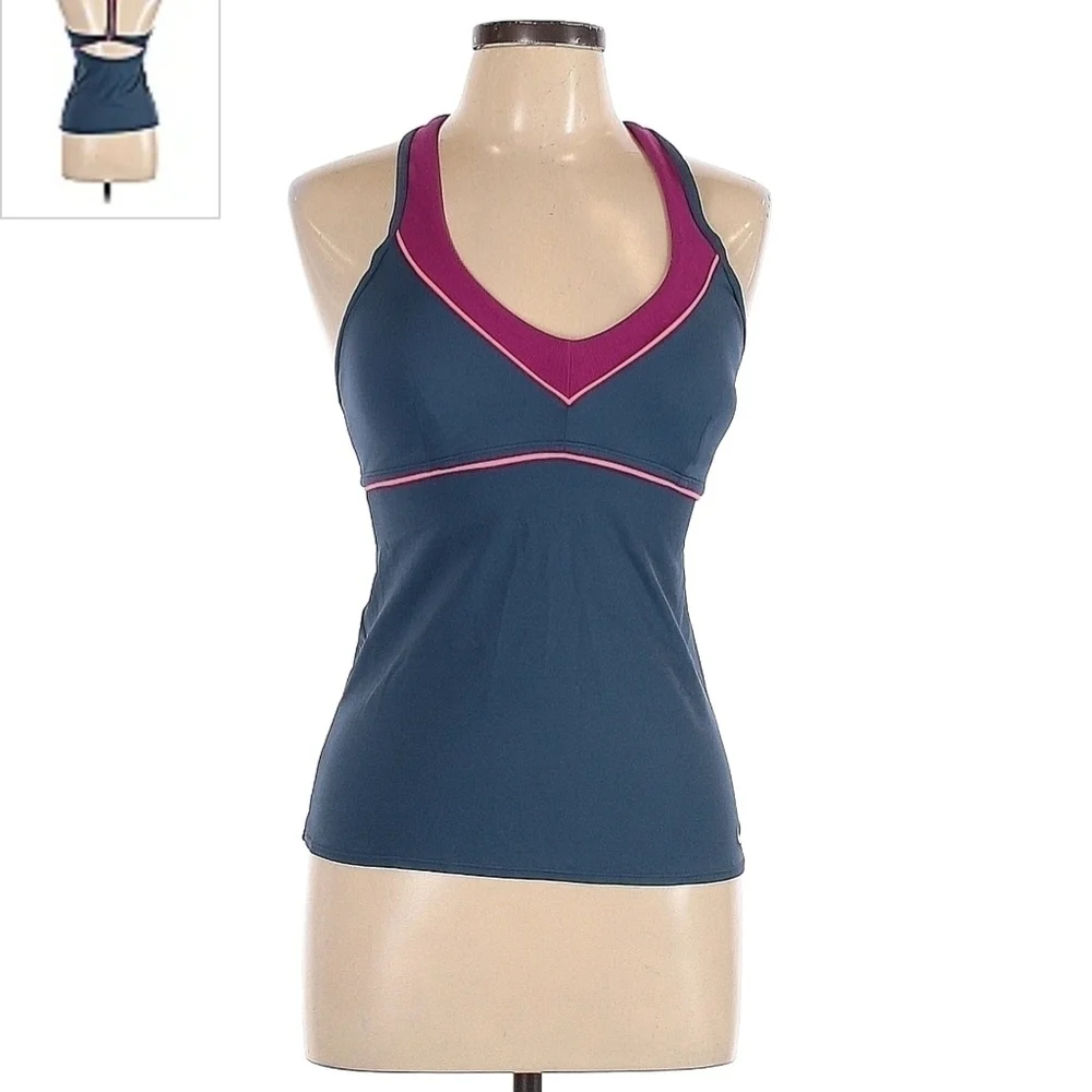 Nike Racerback Athletic Tank Top Women's Medium Size 10 Grey Pink Padded Chest